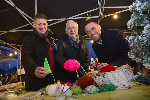 Pictured at the Carryduff Christmas Market are (l-r) Stephen Orr, Fraser Homes; Alderman Allan Ewart MBE, Chair for the Lisburn & Castlereagh City Council’s Development Committee and Keith Lamont, Lidl Northern Ireland.