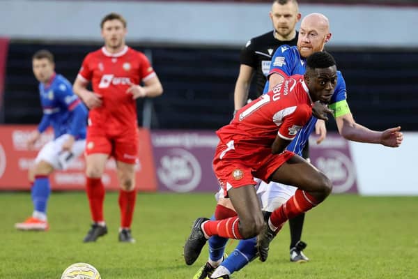 Rabby Minzamba capped a tireless display with his first goal for Portadown