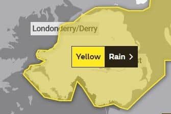 A yellow weather warning for rain is in place. Picture: Met Office