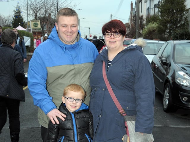 Enjoying the 2014 Victorian Fair in Whitehead were John and Adam Workman and Joanne Hardy.
