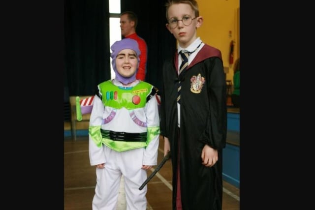 Jay Macquarrie and David Brown taking part in the event at Whitehead PS in 2010.