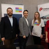 Pictured l to r are Robert McConnell, Director and Co-Founder at Pinnacle Growth Group Dr Scott King, Director and Co-Founder at Pinnacle Growth Group Jackie McCurdy, Fundraising Assistant at Dementia NI and Judith Neill, General Manager at Pinnacle Growth Group