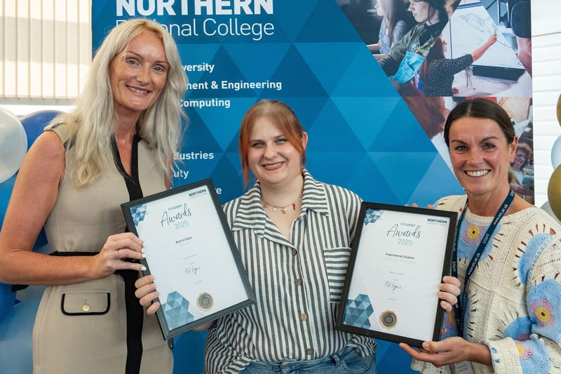 Best in Class Winner and Highly Commended Inspirational Student Nikola Zacharska with Helen Hampsey, Assistant Curriculum Director Teaching & Learning and lecturer Colleen McGrath