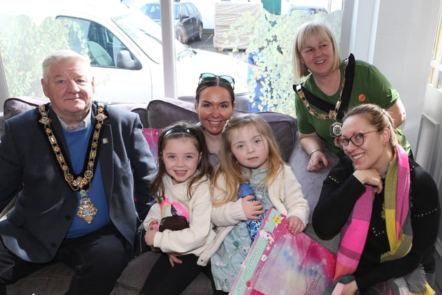 Pictured at the RNLI Coffee morning in Cushendall are the Mayor and Deputy Mayor