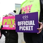 EIS Union teachers on the picket line (Pic: John Devlin)