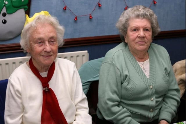 Maureen Holmes and Evelyn Brooks enjoyed the Christmas Party at Whitehead Glasgow Rangers Club in 2007.