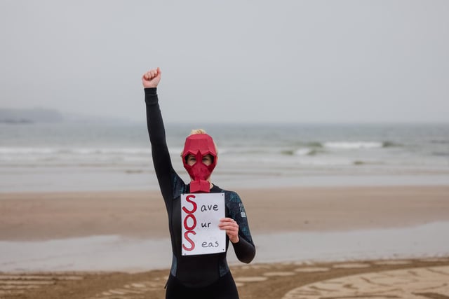 Portrush's West Strand was one of 30 venues around the UK hosting a paddle out protest organised by Surfers Against Sewage on Saturday, May 18.