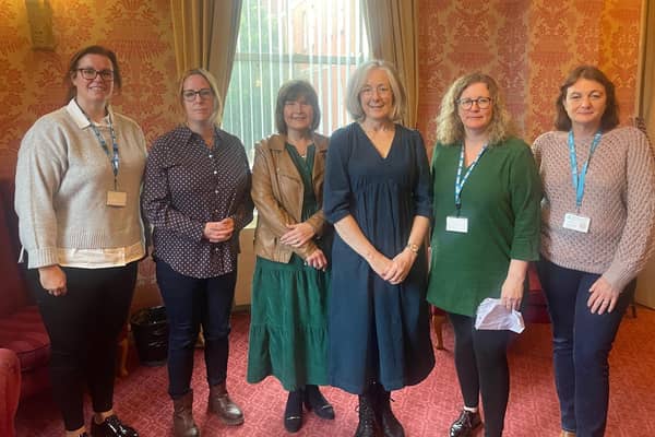 Social Workers in Multi-Disciplinary Teams with Dr Gwyneth Hinds:  Amanda McMillen, Judy Bingham, Sandra King, Pauline Green and Pauline Kelly. Pic credit: SEHSCT