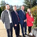 At the unveiling of the centenary stone at Craigavon Civic Centre at the end of 2023 are Lord Mayor Alderman Margaret Tinsley with elected representatives, Councillor Kyle Moutray, Alderman Stephen Moutray, Councillor Keith Ratcliffe and Councillor Kate Evans. Picture: ABC Borough Council
