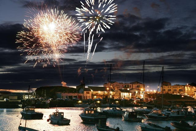 Portrush Harbour reflecting the fireworks display staged at Ramore Head  as part of Coleraine Borough Council's summer events programme on the North Coast back in 2009