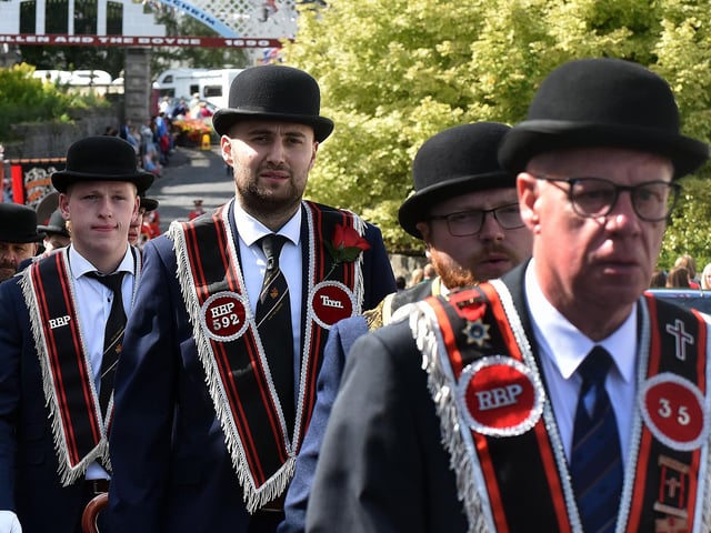 Sir Knights of Killyman District RBP on parade in Loughgall on Saturday. TH37.