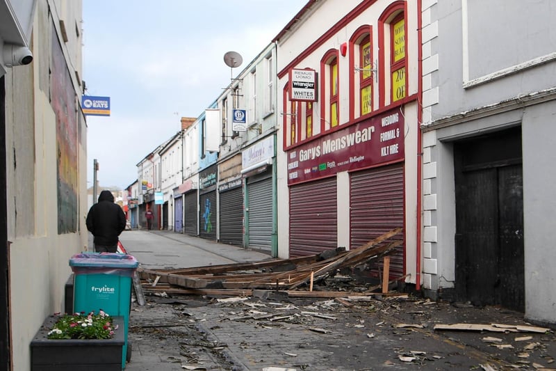 The scene on North Street, Carrickfergus after Friday's storm.