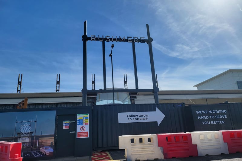 Barriers are up outside the west mall of Rushmere Shopping Centre in Craigavon, Co Armagh however it is easy to walk in via a specially designed entrance while work continues on the exciting transformation.