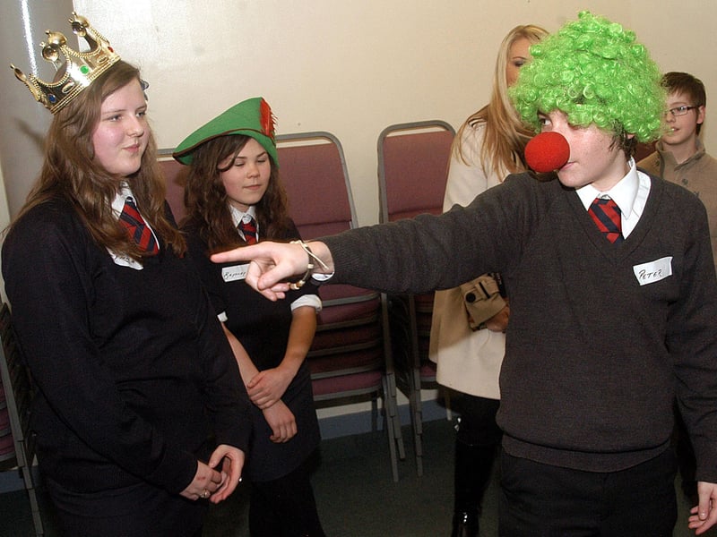 Strange goings-on in the drama suite of the Ballymena Academy during open night 2011. INBT 03-817H
