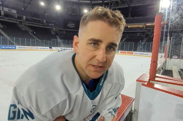 Belfast Giants' captain David Goodwin during practice at the SSE Arena, Belfast. Picture: Darryl Armitage
