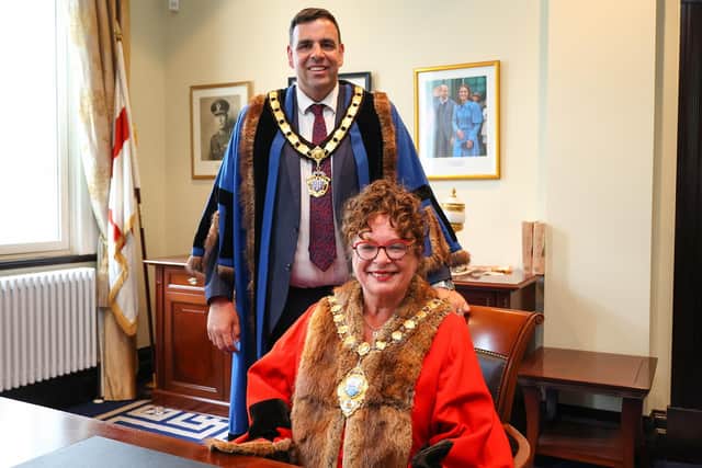 Mid and East Antrim Mayor Gerardine Mulvenna and Deputy Mayor Stewart McDonald. Pic: Mid and East Antrim Borough Council