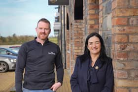 Patrick Hughes, owner of Clonoe Village Business Park, pictured with Mary O'Neill, business development manager at Ulster Bank. Credit: Aaron McCracken