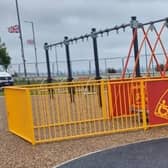 The newly refurbished Marine Gardens playpark in Carrickfergus has won praise for its “accessible” facilities, such as this ability swing.  Photo: Helena McManus