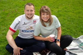 Looking happy at the Shankill Parish Picnic in the Park on Sunday are Neal and Julie Myers. LM19-207.