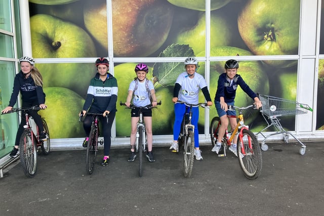 The cyclists ready to set off.