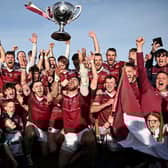 Cushendall Ruairi Og's celebrate winning the Antrim Senior Hurling Championship title.