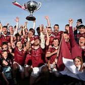 Cushendall Ruairi Og's celebrate winning the Antrim Senior Hurling Championship title.