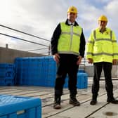 Pictured from left: SRO ACFRO Aidan Jennings, Peter May Permanent Secretary DoH, Damien Gill Felix O’Hare contractors). Credit: Submitted