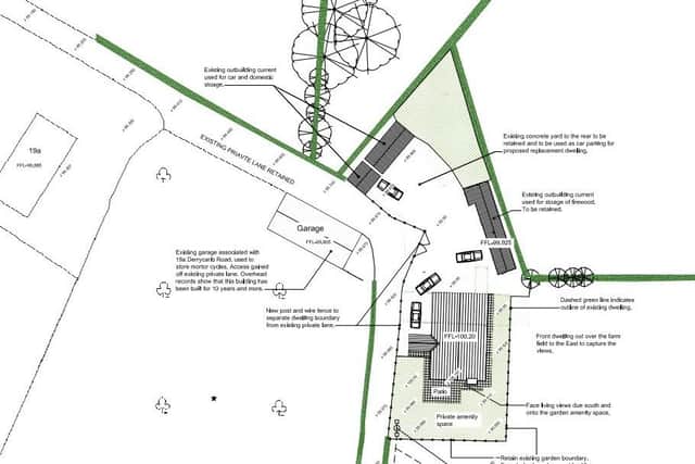 The replacement house will be built directly on the footprint of the existing dwelling, with all the gardens and curtilage boundaries to be retained in situ. Image: ABC planning portal