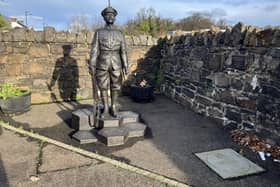 The statue in Bushmills of Robert Quigg. Credit NI World