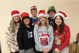 Director Claire Connor-Boyd (third from right) pictured with the Ballymoney cast members of 'The Nightshift Before Christmas': (from left) Cherith McCook, Cheryl McCook, Rio Dunlop, Jason Clyde and Martina McAfee. Credit Una Culkin