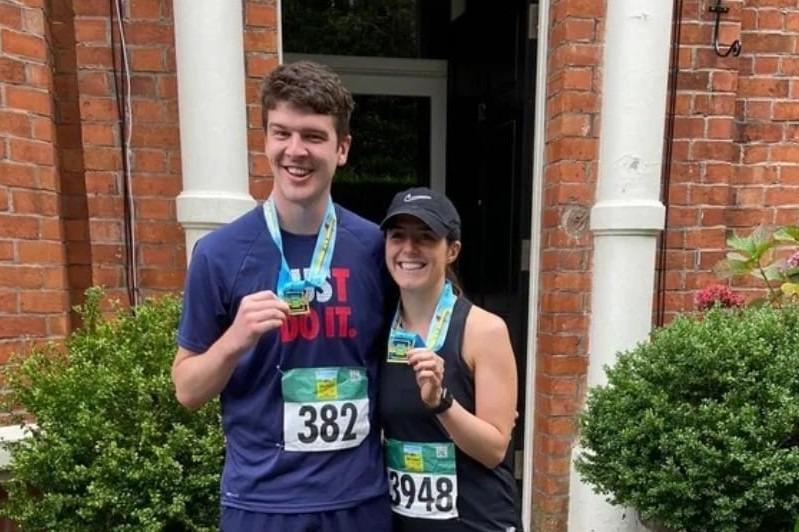 Joseph and Maria O'Boyle who ran for Belfast Cancer Centre.