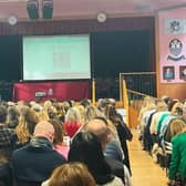 Carrickfergus Grammar School's Director of Research, Mark Roberts, starting proceedings at ResearchEd Belfast.  Photo: Carrickfergus Grammar School