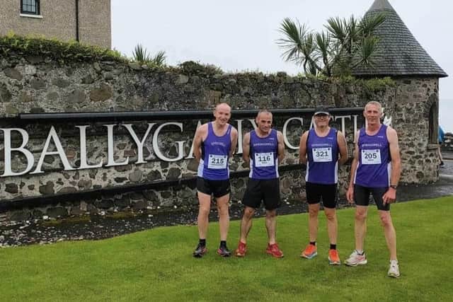 Christopher McNickle, Niall Kennedy, Darren Walsh and David Shiels at the Larne 10k. Credit David McGaffin