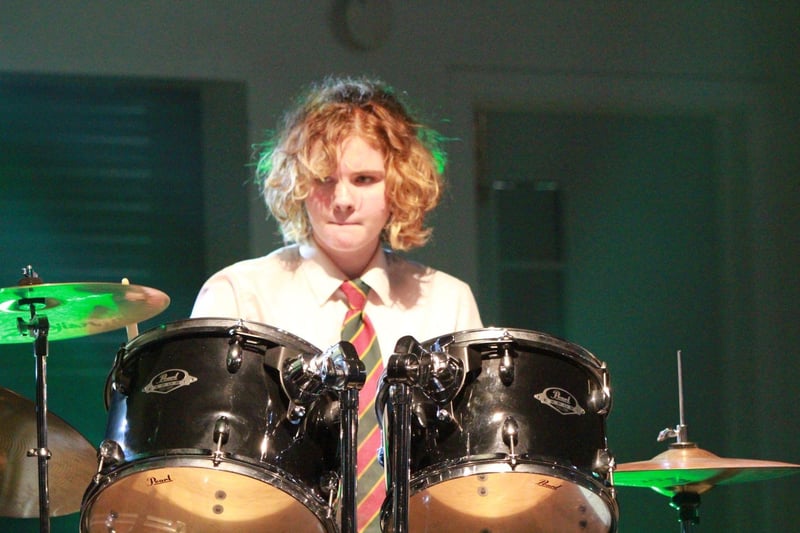 Year 9 student, Hannah, captured the attention of the audience with an excellent rendition on the drums of the Guns & Roses favourite, ‘Sweet Child of Mine’. Credit: Ita Darragh