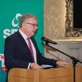 Mid Ulster SDLP MLA Patsy McGlone pictured speaking at the ‘Future for Business in Europe’ event at the Glenavon Hotel in Cookstown on Friday. Credit: Contributed