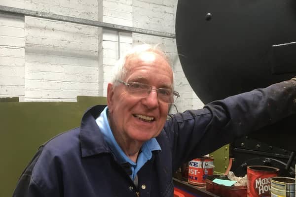 John White at work on the restoration of a steam engine. Photo submitted by the RPSI