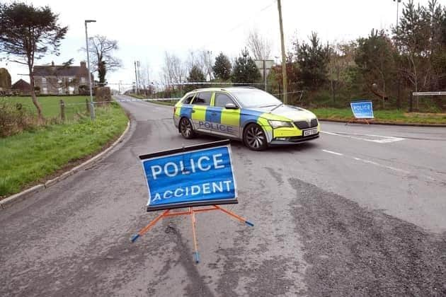 The Ballynahonemore Road in Armagh has been shut in both directions near the junction with Jubilee Park and at Edenaveys, following a crash during the early hours of Sunday morning. Picture: Pacemaker