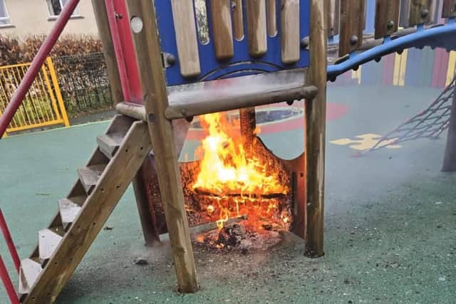 Play equipment was set on fire | Supplied