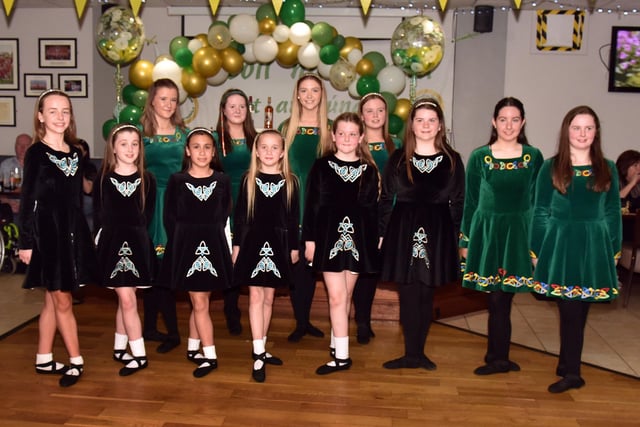 Dancers from the Kildara School Of Dancing who entertained guests at the 25th anniversary evening for Naiscoil na Banna. PT19-229.