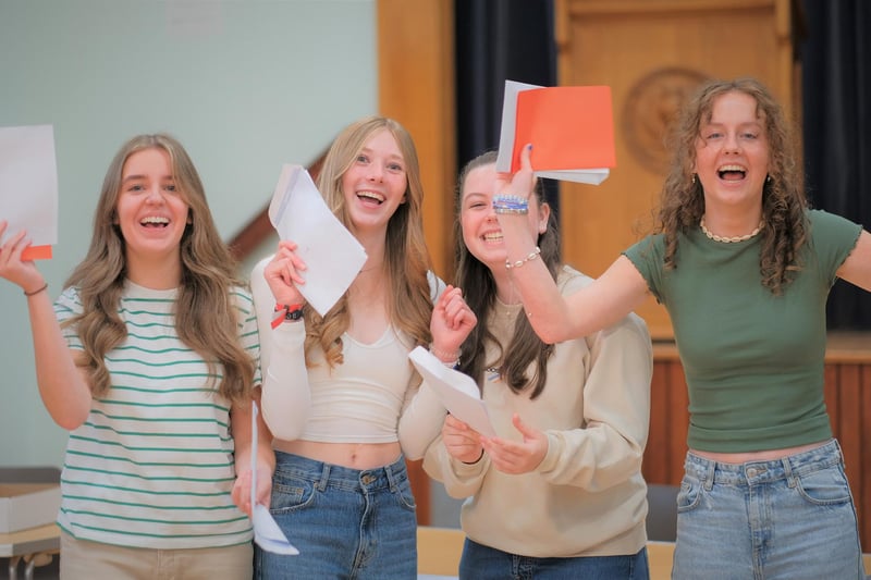 Pupils at Lurgan College in Co, Armagh received 'outstanding' GCSE results. Here are some 'delighted' Year 12 pupils celebrating with their results.
