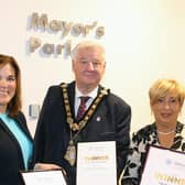 Pictured alongside the Mayor of Causeway Coast and Glens, Councillor Steven Callaghan and Julienne Elliott, Town & Village Manager is Winnie Mellett from Winsome Lady, winner of Silver for Best Fashion Retailer and Bronze for overall Independent Retailer of the Year.