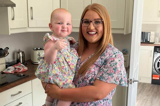 Rachel Gardiner with her little daughter Charlotte. Picture: supplied by the Stroke Association