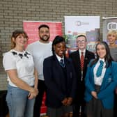 L-R are: Jen McAlorum, Nerve Centre Belfast , Matthew Sharpe, Screenworks, Esther Dickson, Ballymoney High School, Freddie Young, Limavady High School, Olivia Gregson McLelland, North Coast Integrated College, Laura McCurdy, Cinemagic, Stuart Cullen, Northern Regional College. CREDIT NRC