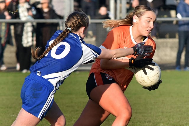 Clann Éireann's Megan McCann tries to break away during Sunday's Dearbhla Coleman on the attack during the All-Ireland Senior Club Championship semi-final. LM50-231.