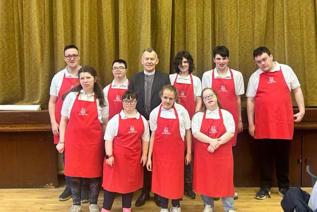 The Moderator and Kilronan students in Café Revive in First Magherafelt’s Church Hall | Supplied