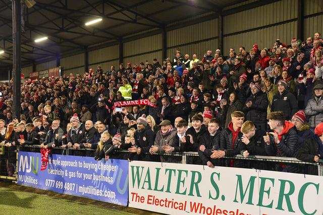 Larne fans turned out in force for the big game. Picture: Arthur Allison/Pacemaker Press