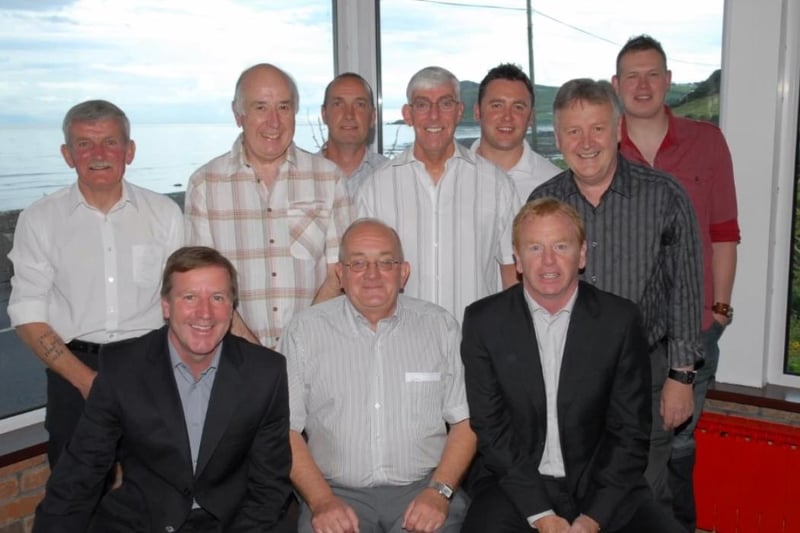 Special guests Ronnie Whelan and David Fairclough with committee members of the Olderfleet Liverpool FC  Supporters' Club, Larne Branch during the dinner dance at the Halfway House Hotel in 2008