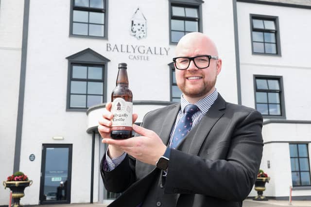 Scott Weatherup, General Manager of Ballygally Castle is pictured with the limited edition Ballygally Castle Beer which has been specially brewed in partnership with Whitewater Brewery as part of the hotel’s 400th anniversary celebrations. Picture: released on behalf of Ballygally Castle.