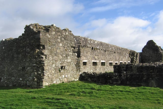 These castle ruins maintain a strategic position on the River Derg, commanding a fording point between the O’Neill and O’Donnell Lordships since Medieval times.
The rivalry between Henry Óg O'Neill  and the O’Donnell’s was on-going until the 16th century when they decided to join forces defending Ulster against Elizabethan armies, the break up of the Gaelic order in Ulster meant a scheme of plantation. 
Today, on the Northern Bank of the derg the remainders of two castles can be seen, taking a rectangular shape with square flankers on each corner. 

Find our more information here: discovernorthernireland.com/things-to-do/castlederg-castle-p677361