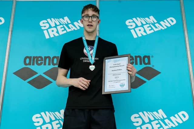 Nathan Wiffen holding the 800m Championship record. Picture: Swim Ireland